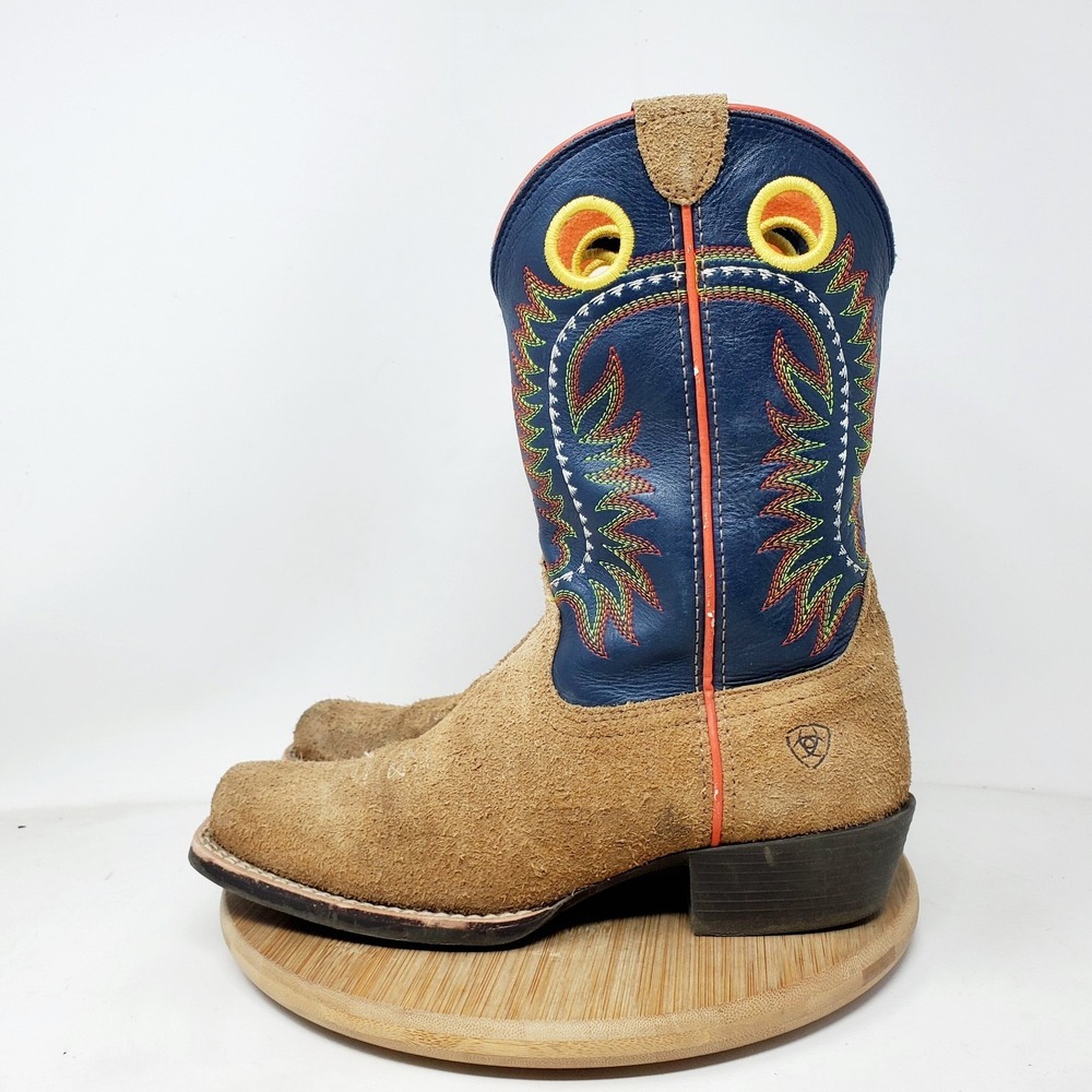 Ariat‎ Derby Monroe Boots Kids 3 Western Roughout Square Toe Boys Girls Shoes